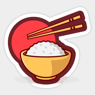 Japanese Rice Bowl with Chopsticks Sticker